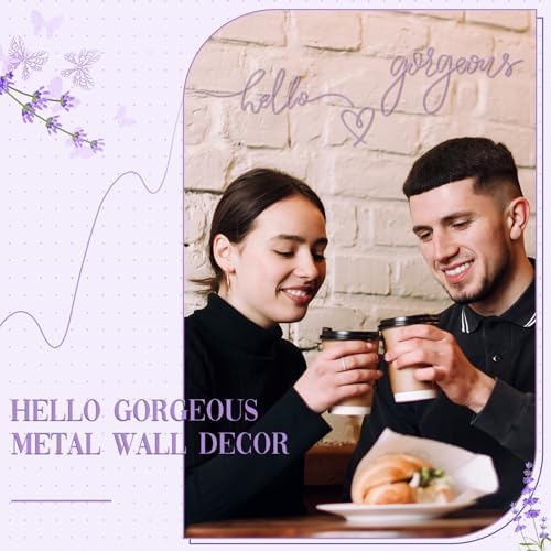 Hicarer Metal Hello Gorgeous Wall Art Minimalist Purple Wall Decor - Image 5
