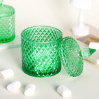 Sizikato Diamond Faceted Glass Candy Jar with Lid, 18oz Green Decorative Jar, Nut Jar, Dried Fruit Storage Jar. - Image 4