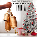 Giant Decorative Cow Bells Set of 3 Huge Christmas Bells for Decoration - XL Vintage Harmony Cowbells Rustic on Jute Rope Hanging Gold Tibetan Lucky Charm (6"-8"-10") - Image 3