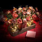 3 Pcs Mason Jar Centerpiece Table Decorations for Dining Table Decor Farmhouse Coffee Table Decor with Wood Tray and Led Light Table Centerpieces for Dining room Kitchen Living Bathroom,Orange - Image 6