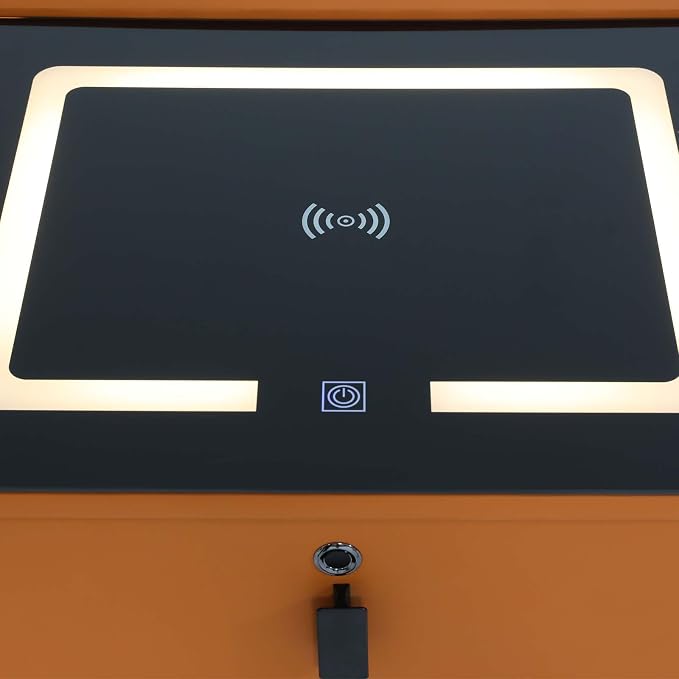 Smart Nightstand with Charging Station, Adjustable LED, USB Ports, Fingerprint - Image 6