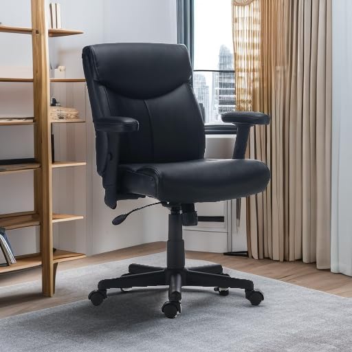 Staples Ergonomic Task Chair, Faux Leather, Adjustable Height - Image 2
