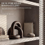 EOSAHR Pine Wood Arch Decor Set: Wood Sculpture for Shelf Decor, OldBlack - Image 5