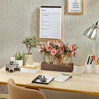 3 Pcs Mason Jar Centerpiece Table Decorations for Dining Table Decor Farmhouse Coffee Table Decor with Wood Tray and Led Light Table Centerpieces for Dining Room Kitchen Living Bathroom,Pink - Image 3