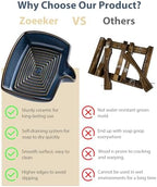 Zoeeker Ceramic Soap Dish, Self Draining Bar Soap Holder with Drain Spout - Image 4
