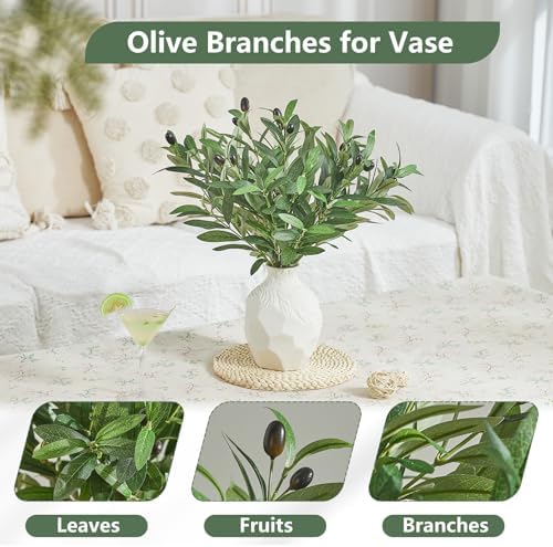10 PCS 18 Inch Olive Tree Branches Greenery Stems Artificial Plants Faux Olive Branch for Vase Realistic Green Stem Home Decor Indoor - Image 5