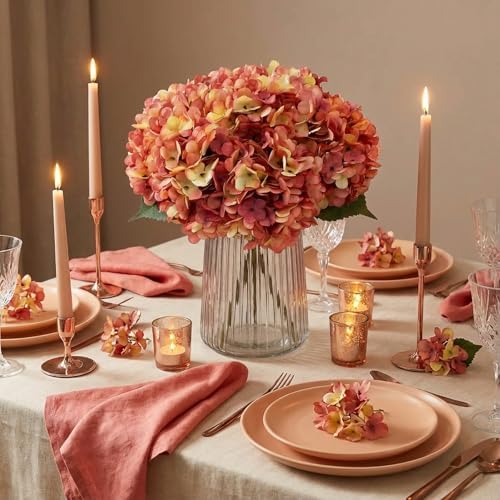 6Pcs 13" Dusty Pink Silk Hydrangea Artificial Flowers - Image 3