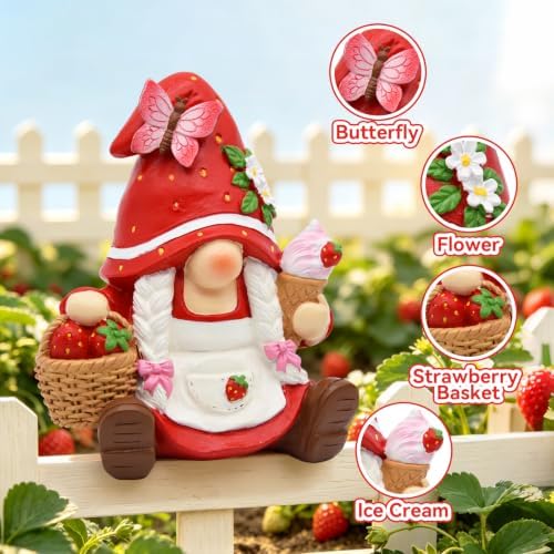 Strawberry Decor Gnome Figurine 6 Inch Cute Garden Decor Gifts - Image 2