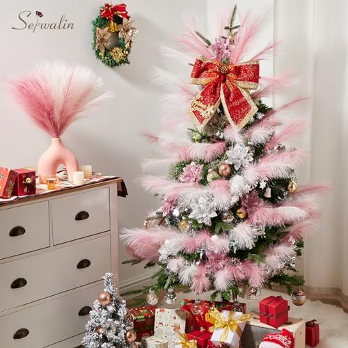 Serwalin 60PCS 17.7" Pink Pampas Grass Boho Feathers Decor for Home Decor - Image 2