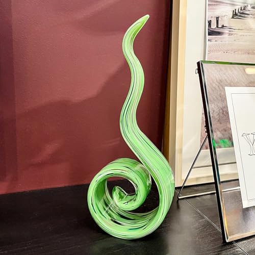 11.4" Tall Hand Blown Glass Sculpture, Murano Style Art Glass Figurine, Modern Coastal Home Decor Accent for Shelf, Table, TV Stand, Living Room Decoration - Image 3