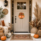 Fall Door Sign for Front Door, Wooden Welcome Hanger with Pumpkin Design, Plaid Bow and Autumn Leaves, Porch Entry Decor, Harvest Wreath Accent, Thanksgiving Decorations for Home and Covered Porch - Image 7