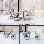 Notakia Silver Bird Figurines Set of 2 Small Bird Statues Home Decor - Image 5