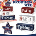 Moucuny 4 Pcs Patriotic Wooden Block Sign July 4th Table Star Decor - Image 3
