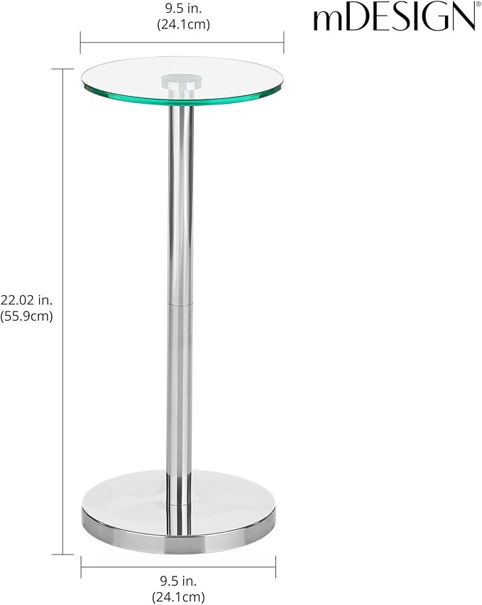 mDesign Side Table — Glass Top Nightstand - Image 3