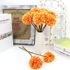 Tinsow Artificial Flowers Faux Ball Chrysanthemum Bouquet Flowers Bridal Wedding Bouquet for Home Garden Party Wedding Decoration (12, Black, Red, Orange) - Image 3