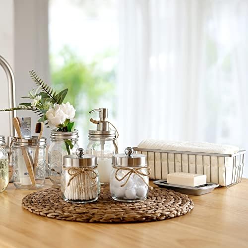 SheeChung Mason Jar Bathroom Accessories Set, Rustic, 6Pcs, Brushed Nickel - Image 2