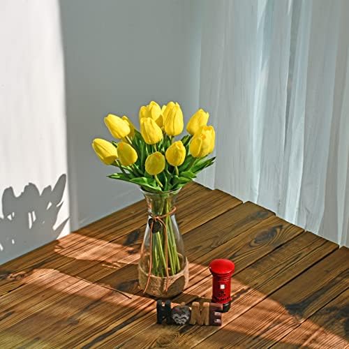 ONLY ART Artificial Yellow Tulips 20 Pcs – 13.5 Inch PU Faux Flowers with Bendable Stems for Home Décor, Wedding Centerpieces, DIY Floral Arrangements, New Year and Valentine's Day - Image 6
