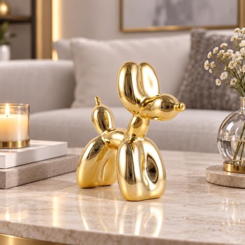 Balloon Dog Sculpture Modern Home Decor Collectible Figurines Funky Statues for Bedroom Trendy Animal Decor for Coffee Table Living Room Decor Art Resin Decor Office Standing Desk Decor - Image 2