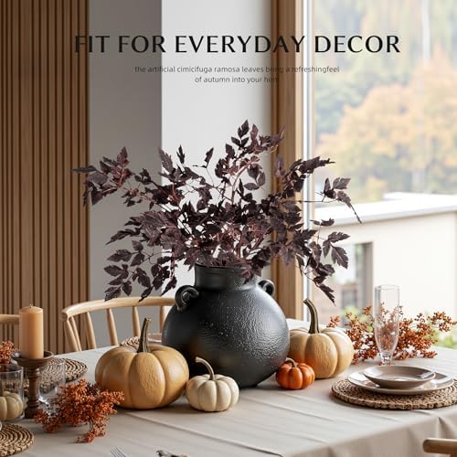 Ttranewsoo Artificial Fall Stems for Vase, 23.6 Inch Faux Cimicifuga Leaf Branches, Silk Fake Leaves Spray for Autumn Home Decor, Dining Table Centerpiece, Fireplace Mantel, Decor,4PCS （No vase） - Image 5