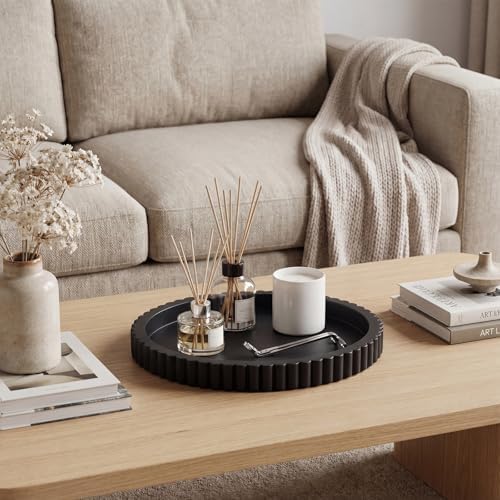 Yalikop Oval Concrete Decorative Tray for Coffee Table Decoration 15" Modern Black Table Centerpieces Decorative Ottoman Tray for Serve Home Decoration Accent Bandejas Decorativas Gift - Image 4