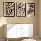 CHENGU 3 Pieces Metal Minimalist Abstract Woman Wall Art Line Drawing Wall Art Decor Single Line Female Home Hanging for Kitchen Bathroom Living Room - Image 3