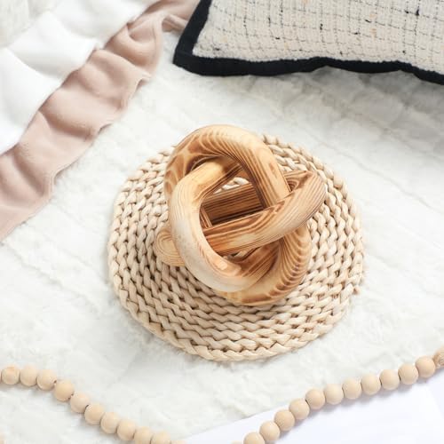 Yalikop 3 Link Wood Knot Decor Rustic Table Shelf Accents, Burnt - Image 7