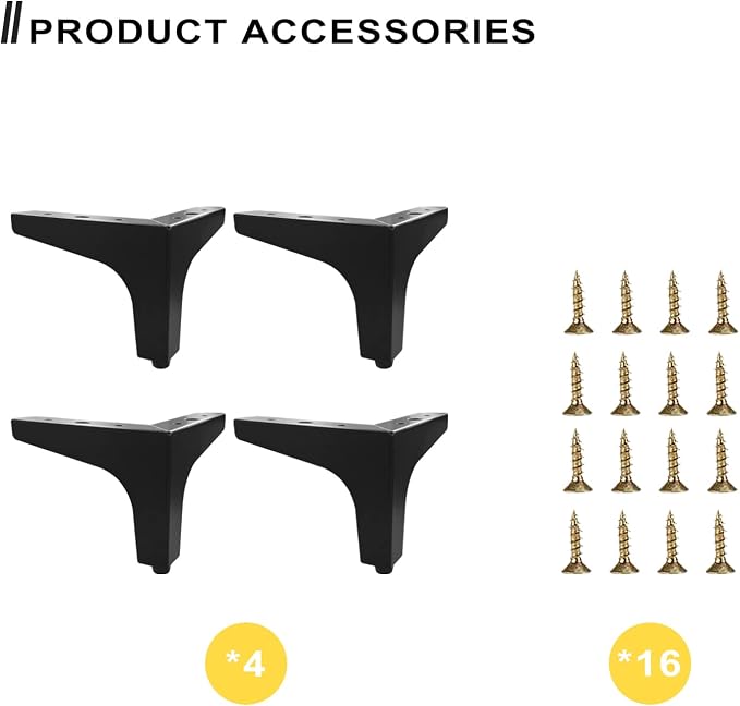 AODIOU Furniture Legs Metal Feet: Cabinet Legs 4 Inch Triangle Feet Replacement - Image 4