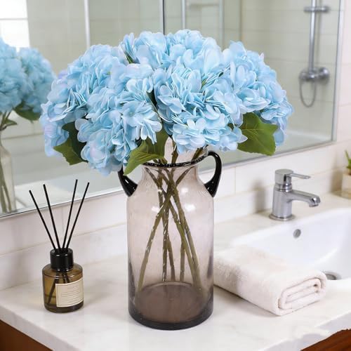 Kimura's Cabin 6pcs Fake Hydrangeas Flowers Artificial Hydrangea,Light Blue - Image 6