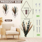 Jexine 4 Pcs Hanging Artificial Planters Wall Decor, Bronze, Pampas - Image 2