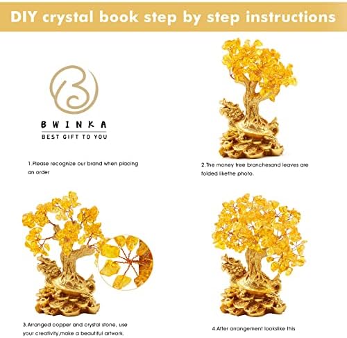 Feng Shui Money Tree Office Home Table Feng Shui Decoration Crystal Money Tree for Wealth and Good Luck,Golden QiLin-QL - Image 5