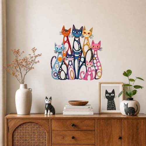 Wesiti Cat Wall Art Decor Iron Wall Sculptures Decor, 10.6 x 11.4 Inches - Image 4