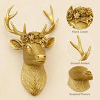 GUSFREUD Gold Animal Head Wall Decor - 13" Resin Deer Head Wall Art For Home Decor, Deer Wall Sculptures for Living Room, Bedroom, Kitchen, Unique Gift Idea - Image 5