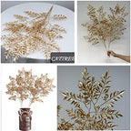 CATTREE Artificial Gold Leaves, Plastic Plants Christmas Decorations 30" Tall Golden 2 Pack, Fake Shrubs Bushes for Indoor Home Table Centerpieces Hotel Hall Party Decor Wedding Planting Filler - Image 6