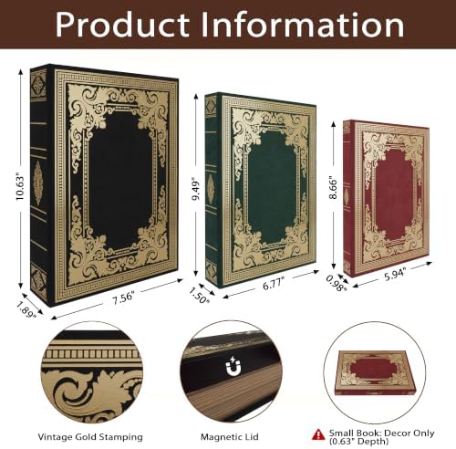 Vintage Faux Book Boxes, 3 Decorative Books with Hidden Storage - Image 4