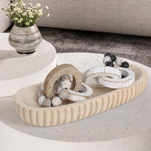Oakrain Decorative Dough Bowl for Home Decor, 16" Hand-carved Wood Bowl - Image 5