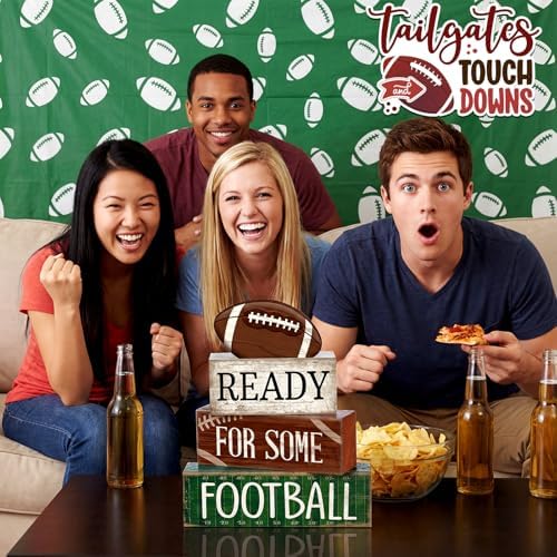 Yuntau 4 Pcs Fall Football Decorations for Home Farmhouse Tiered Tray Decor - Image 3