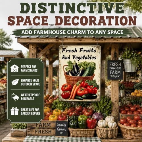 Vegetable Wall Decor Fresh Fruits And Vegetables Metal Tin Sign 12x16 Inch Funny Farmer's Market Tin Poster Retro Home Kitchen Garden Yard Restaurant Wall Decor - Image 5
