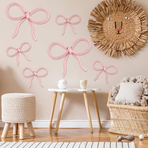 Barydat 6 Pcs Pink Bow Wall Decor, Coquette Bow Nursery Classroom Decor - Image 6