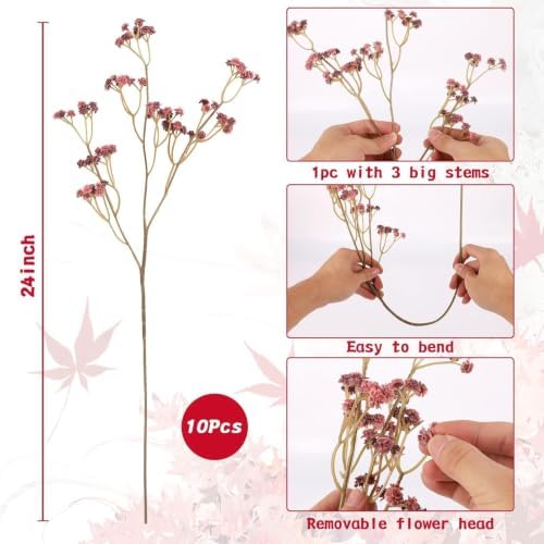N&T NIETING Baby Breath Flowers Artificial Bulk, 10Pcs, Fall Pink Decor - Image 4