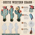 flangairy 3 Pcs Metal Cactus Wall Art, Southwestern Decor for Living Room - Image 4