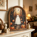 DAZONGE Halloween Wood Framed Arch Sign, Haunted Halloween Ghost Decor - Image 6
