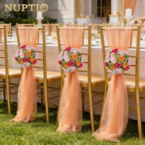 NUPTIO Flower Ball Centerpieces for Tables: Hot Pink & Orange & Pink Rose - Image 6