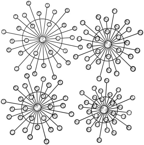 Blulu 4 Pcs Black Wall Decor, Bling Crystal Starburst Metal Wall Art - Image 2
