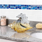 Hand Blown Glass Conch Statues, Gray and Amber Glass Art Figurines, Conch Shells for Coastal Home Decor, Living Room TV Stand and Bookcase Decor, Bathroom Shelf Tops and Cabinet Decor. - Image 4