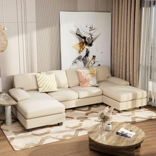 Furniwell Convertible Sectional Sofa Couch, 4 Seat Sofa Set by WellFurnitureHomeLifeWell