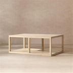 Pemberly Row 48" Open Frame Coffee Table, Reclaimed Pine Wood, Light Natural - Image 2