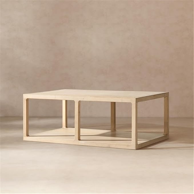 Pemberly Row 48" Open Frame Coffee Table, Reclaimed Pine Wood, Light Natural - Image 2