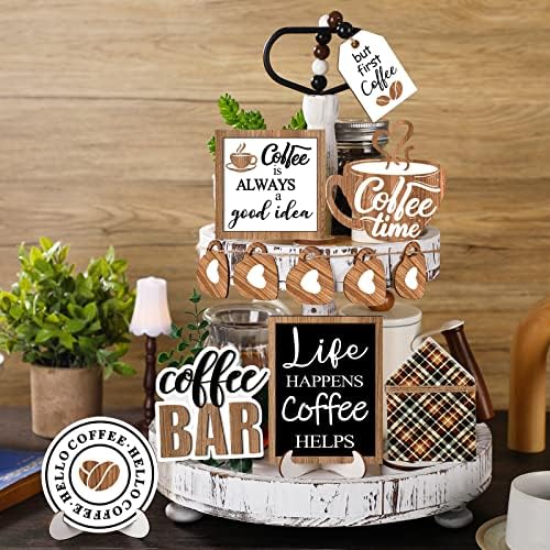 FairySandy 11 Pcs Tiered Tray Decor Farmhouse Set, Delicious Coffee - Image 2