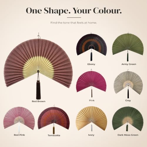 ChumDecor Bamboo Fan Wall Decor, Japanese Wall Fan, Red Brown 40 in - Image 7