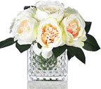 Artificial Peony Silk Flower Centerpieces Faux Floral Arrangement in Glass Vase for Home Wedding Table Decoration (Champagne) by GreenHouzz
